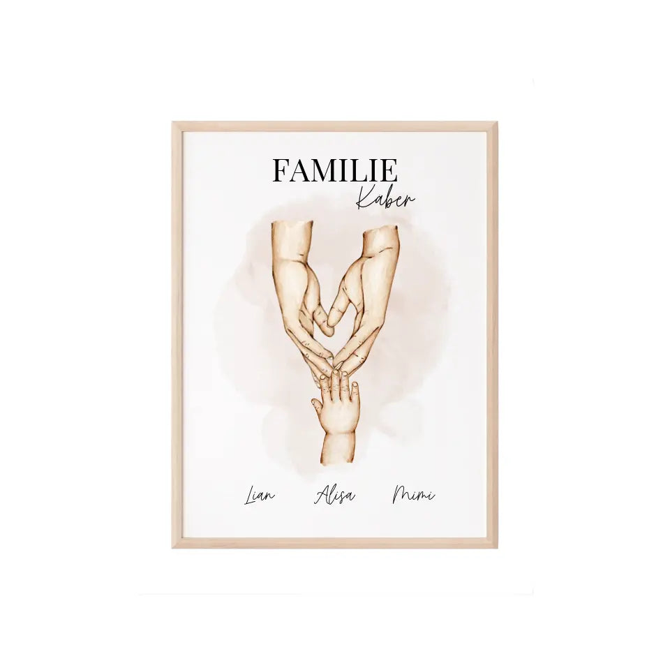 Familien Hand Poster pesonalisierbar