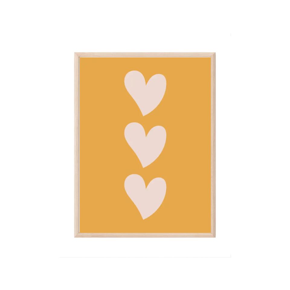 Beige heart on yellow background Poster