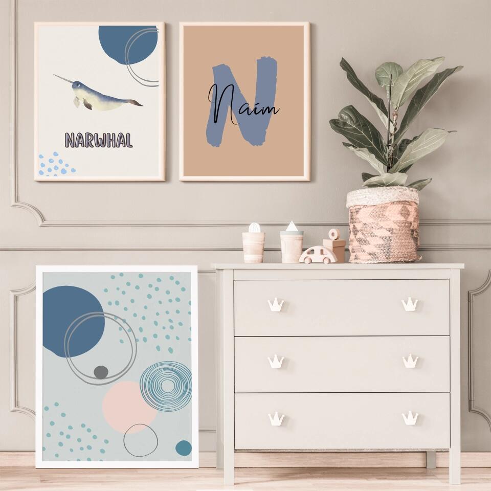 Blue abstract circles Poster