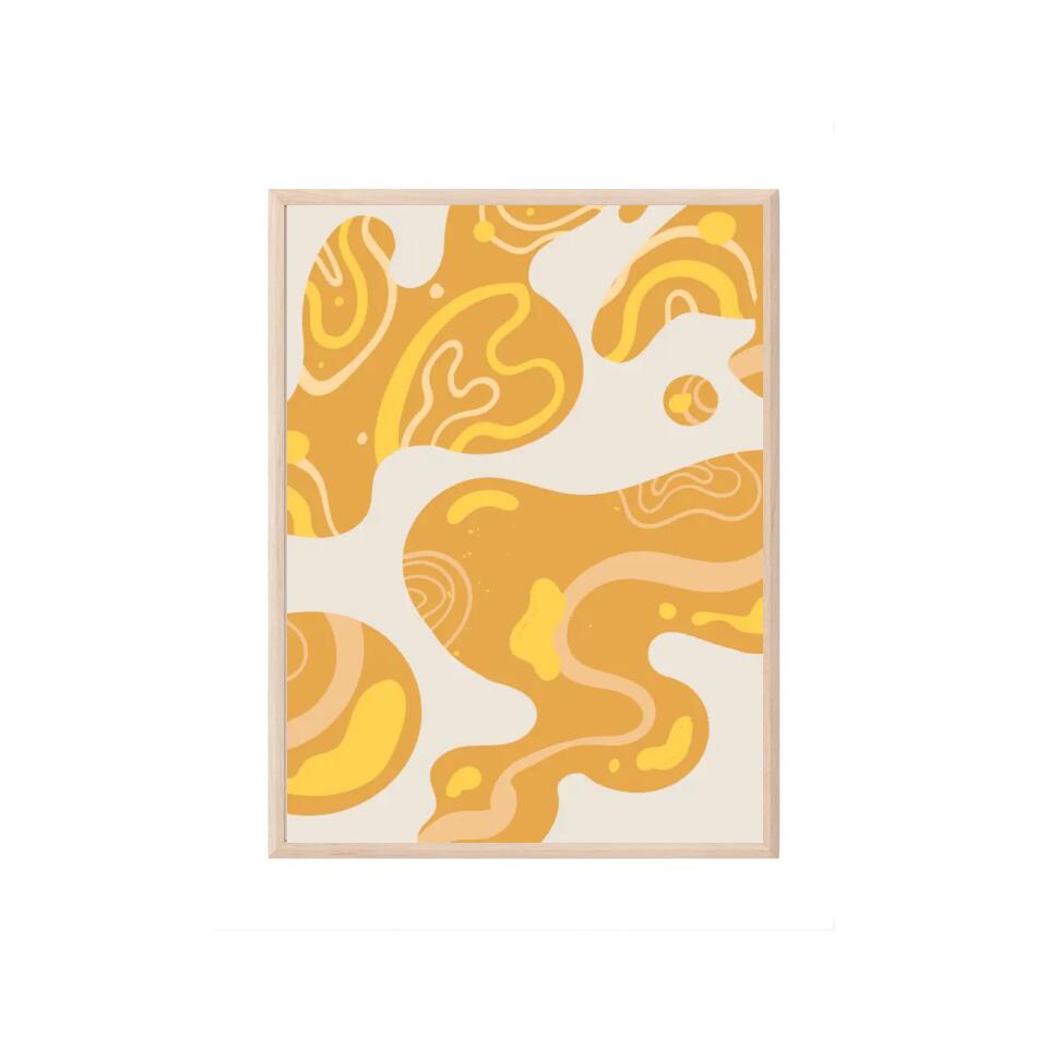 Yellow Fluid Abstract art Poster