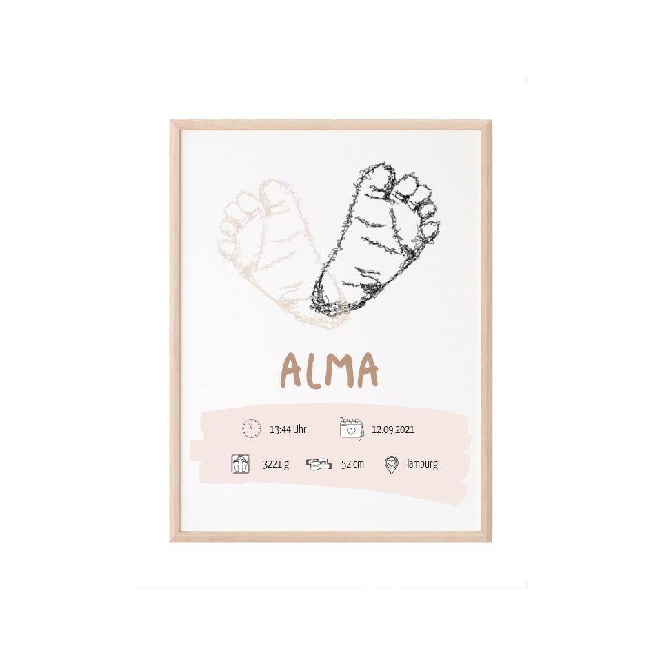 Baby Feet Beige Poster - Personalisierbar