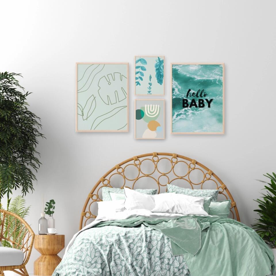 Hello Baby with Ocean Background Poster